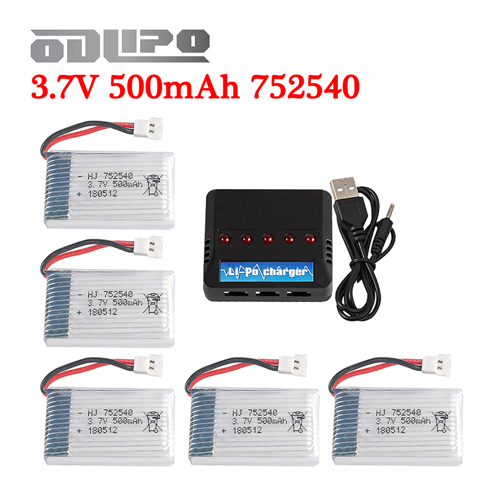 Rc Helicopter Coaxial - H31แบตเตอรี่3.7V 500mAh 752540 LiPo แบตเตอรี่และที่ชาร์จสำหรับ H107