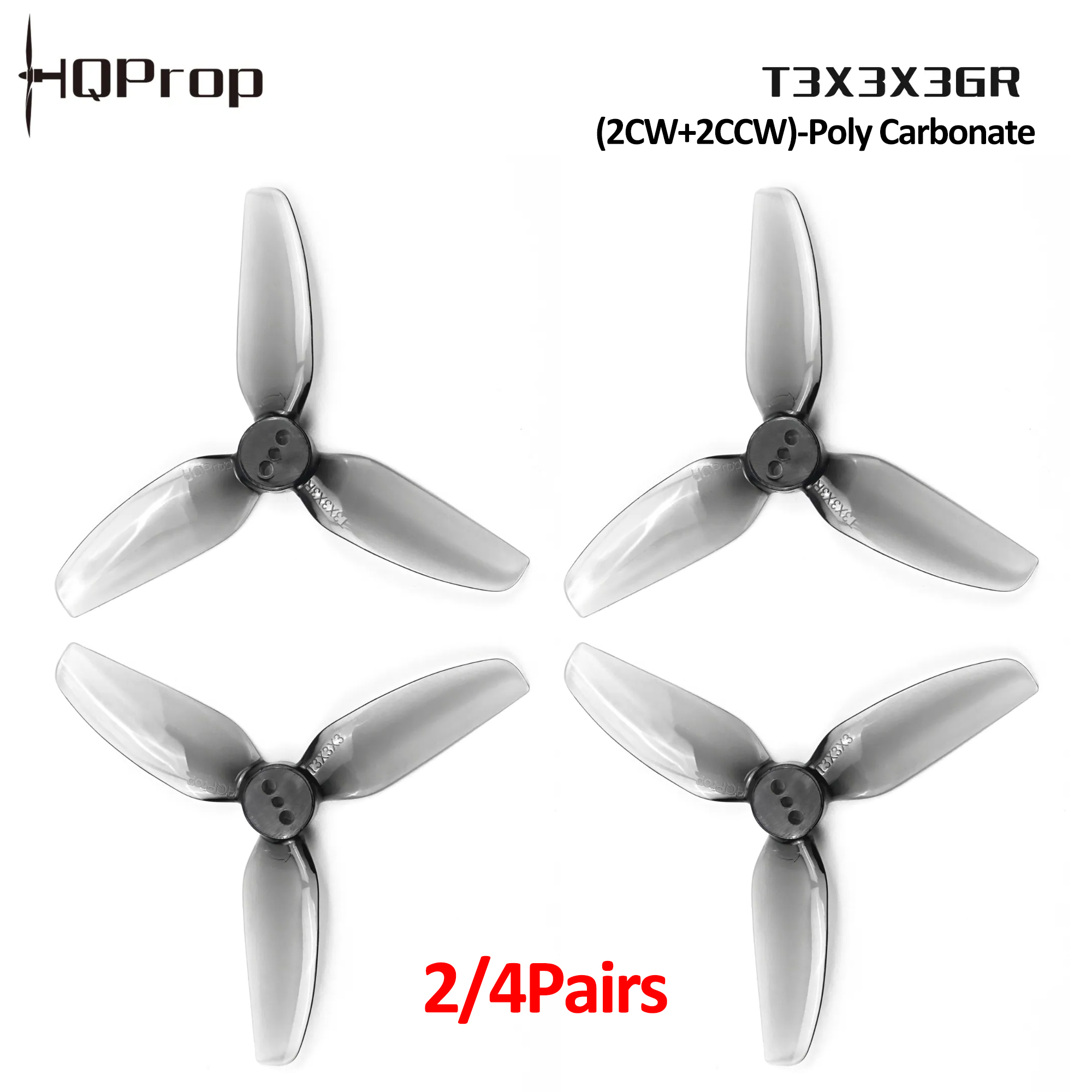 Rc Helicopter Blade - 2/4 คู่ ใบพัด HQProp T3X3X3GR ขนาด